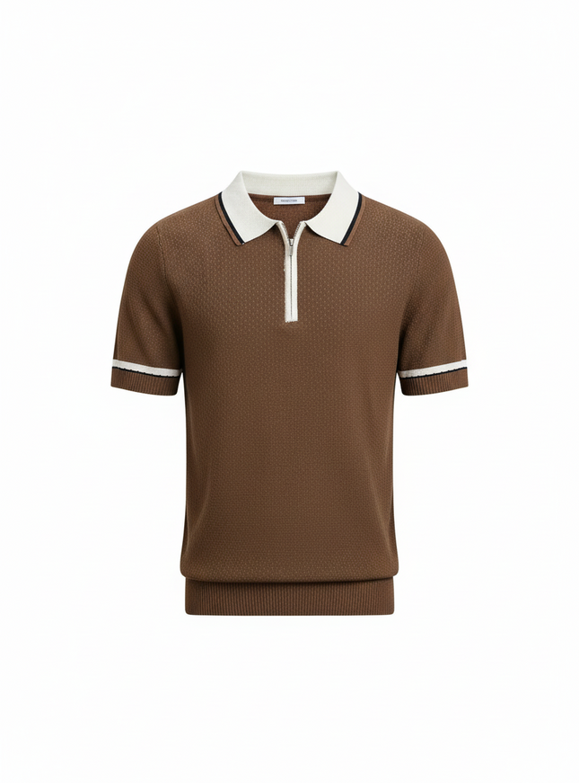 Men's Quarter Zip Short Sleeve Polo