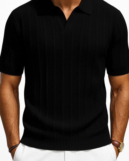 Men's Full Size Textured Collared Neck Short Sleeve Polo Plus Size