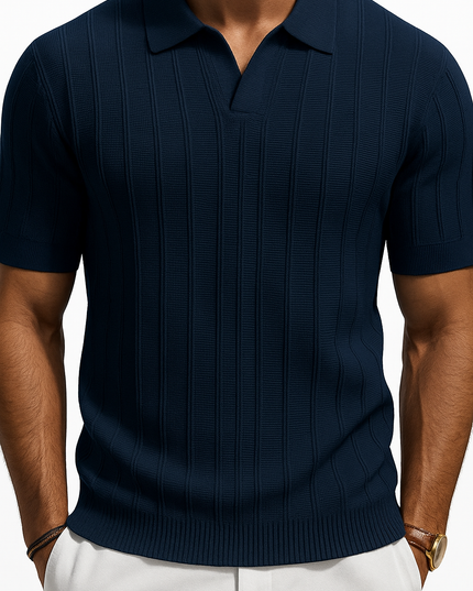 Men's Full Size Textured Collared Neck Short Sleeve Polo Plus Size